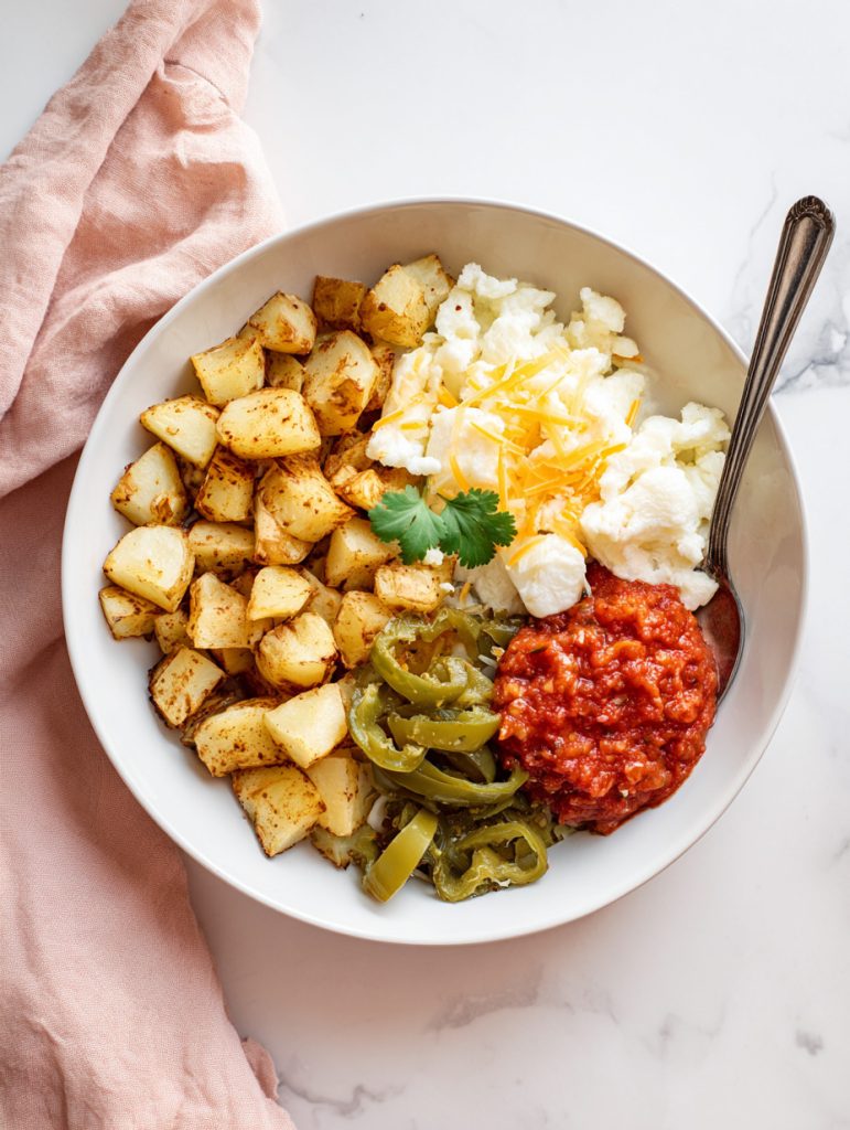 Savory Egg White Breakfast Bowl with Potatoes and Salsa