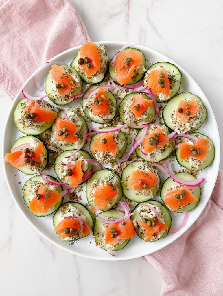 Smoked Salmon Everything Cucumber Bites