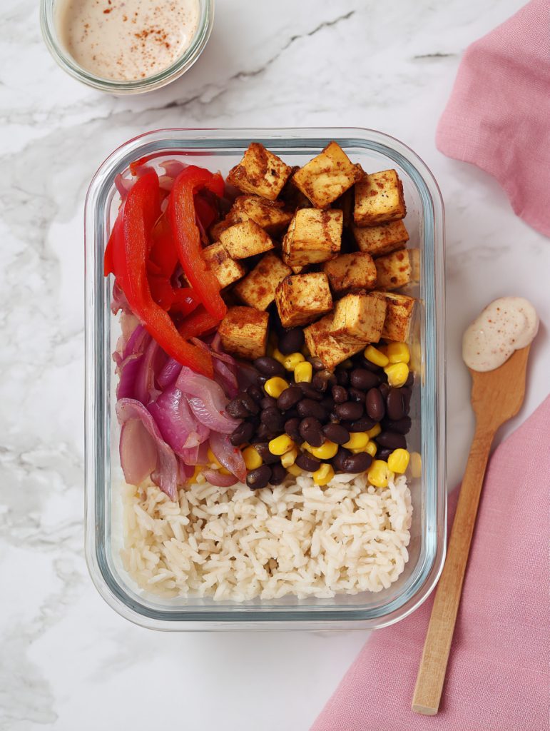 Smoky Tofu Burrito Meal Prep Bowls