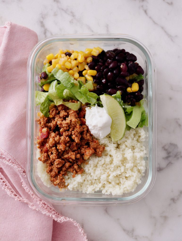Spicy Turkey Taco Cauliflower Rice Bowl