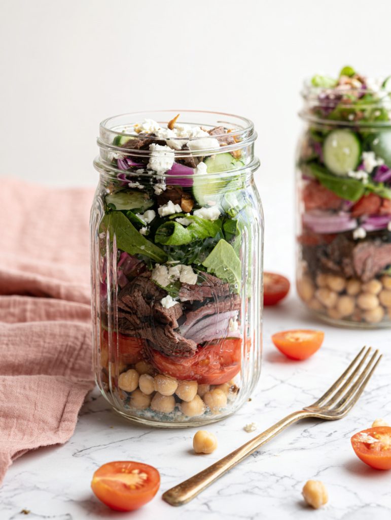 Steak & Feta Power Salad Jars