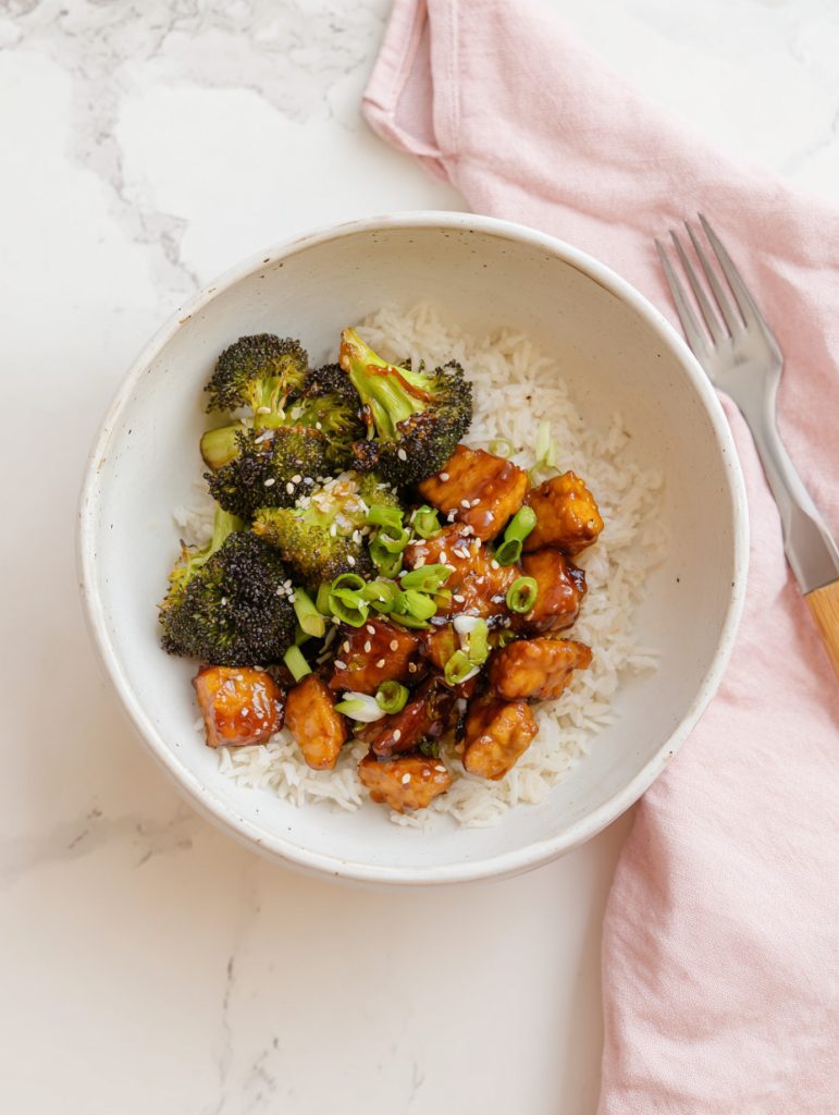 Teriyaki Tempeh Broccoli Rice Bowls