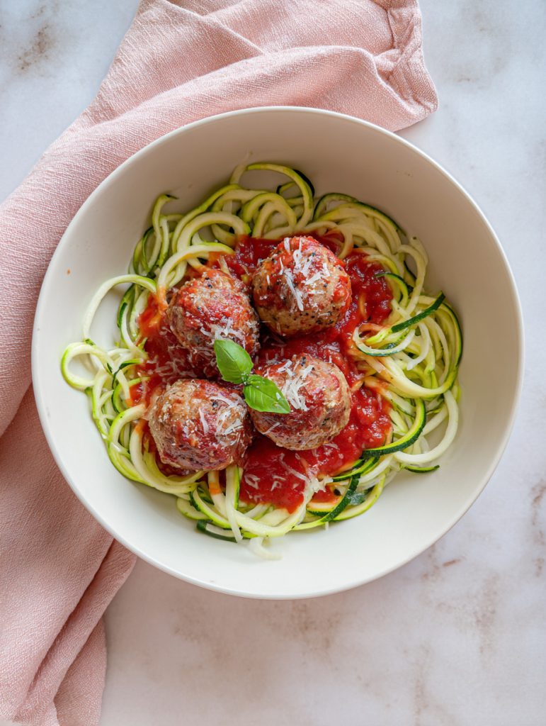 Turkey Meatballs + Marinara + Zucchini Noodles