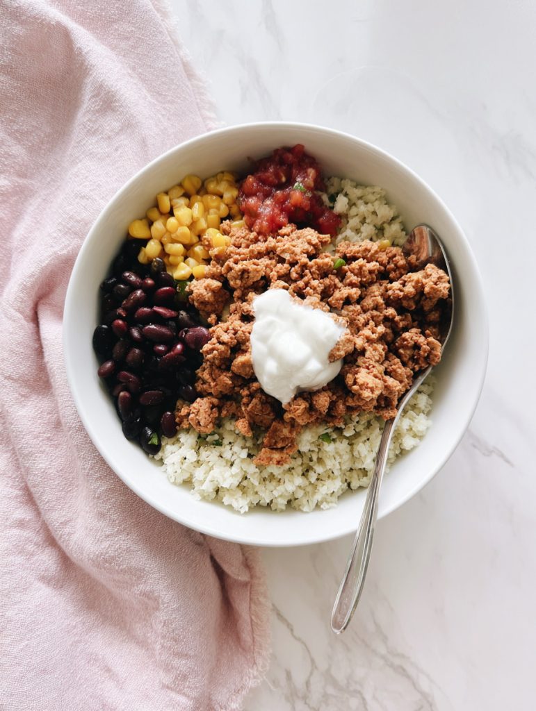Turkey Taco Bowls with Cauliflower Rice