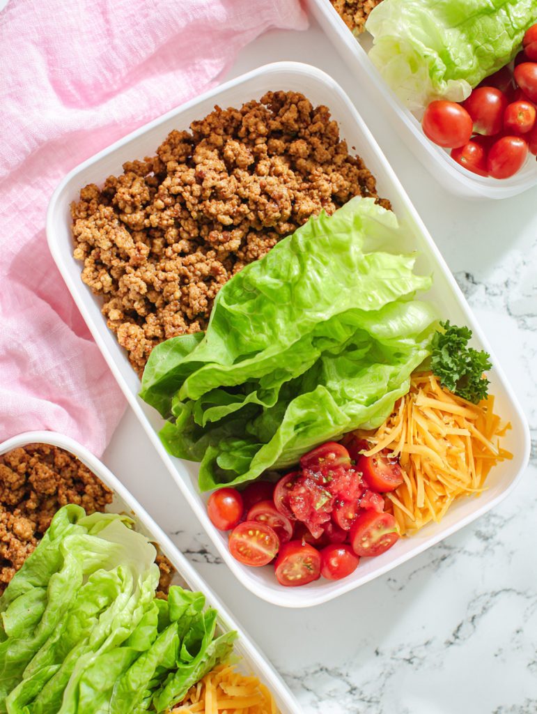 Turkey Taco Lettuce Wrap Meal Prep Boxes