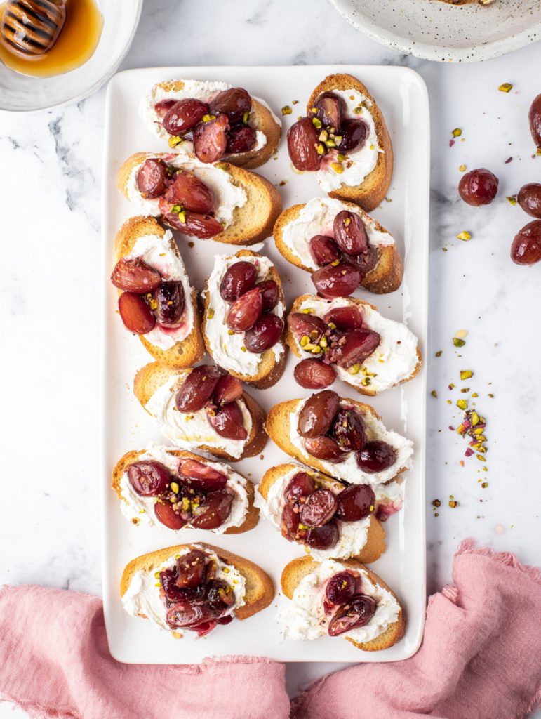 Whipped Feta with Roasted Grapes Crostini
