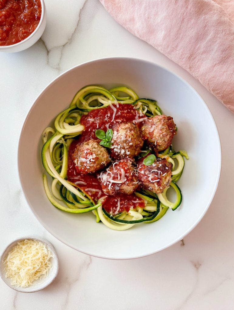 Zucchini Noodle Turkey Meatball Marinara Bowls