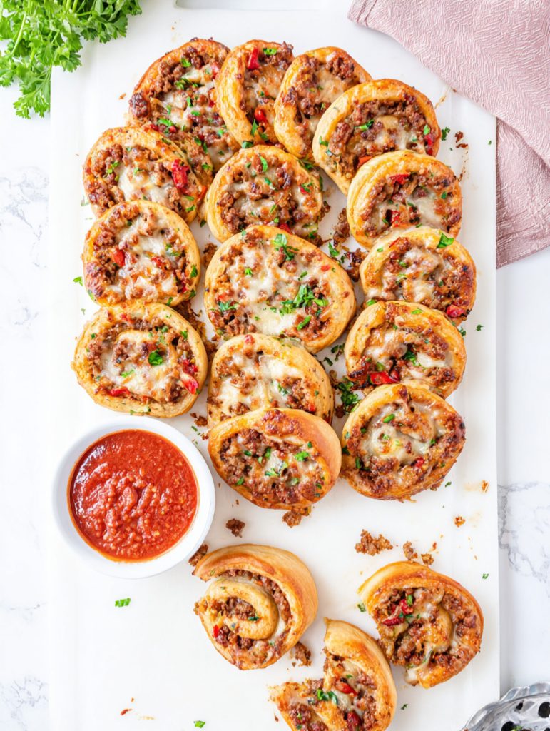 Cheesy Rotel Sausage Pinwheels