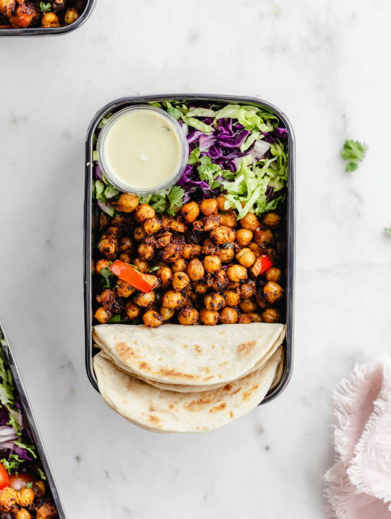 Crispy Curry Chickpea Wrap Filling with Mango Lime Yogurt