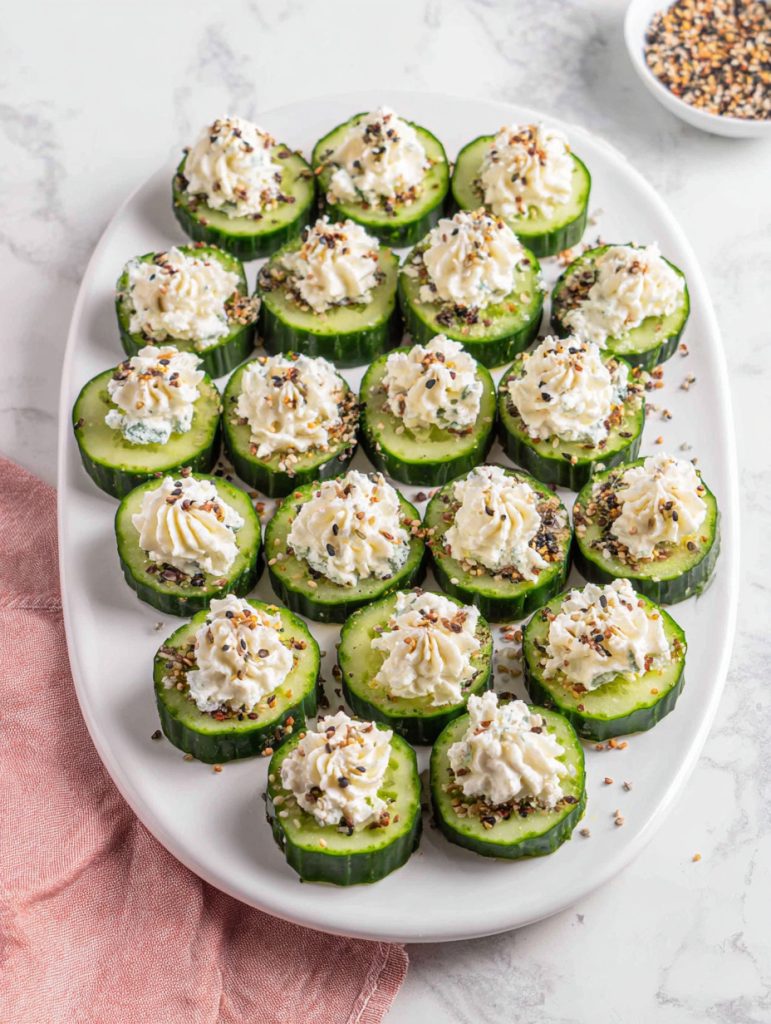 Everything Bagel Cucumber Bites with Cream Cheese