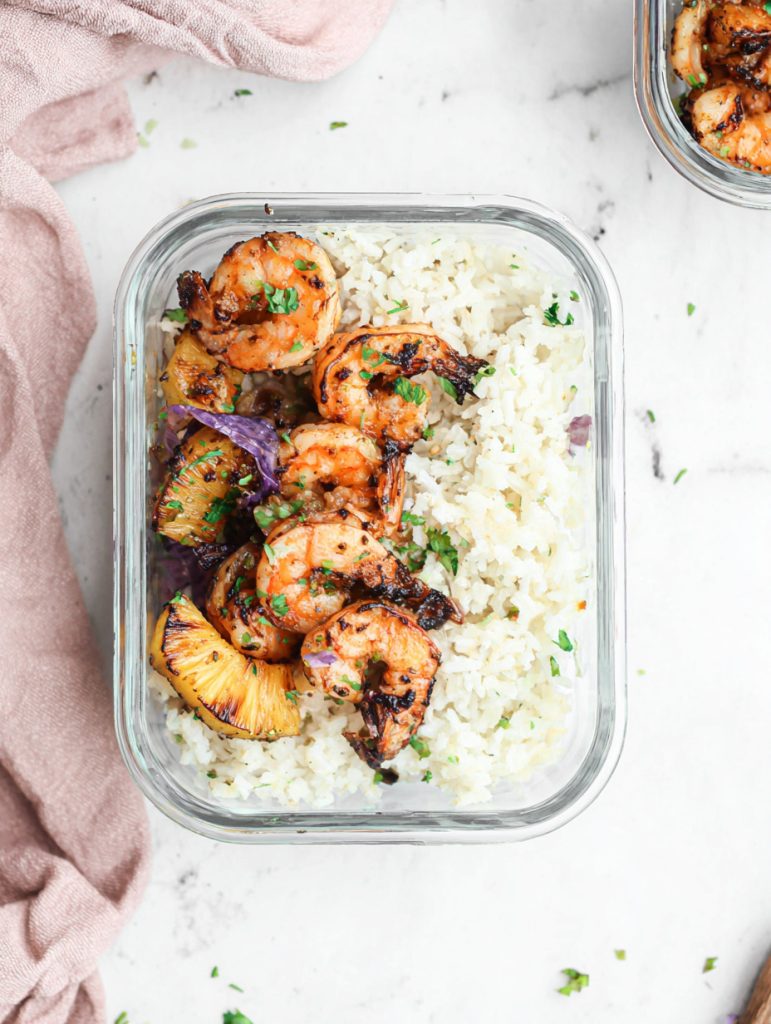 Harissa Shrimp and Pineapple with Cooling Herb Rice