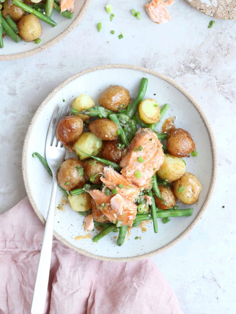 Maple Dijon Salmon With Green Beans and Potatoes (Sheet Pan)