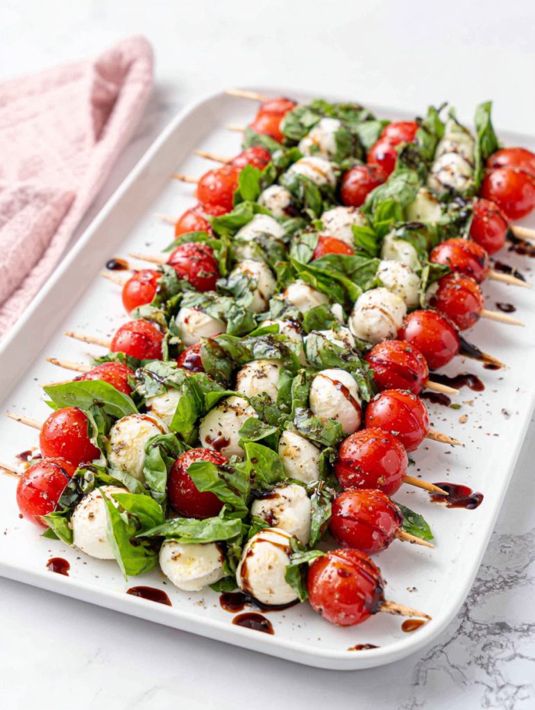 No-Cook Caprese Skewers with Balsamic Drizzle