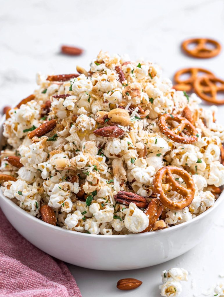 Savory Parmesan Popcorn Snack Mix