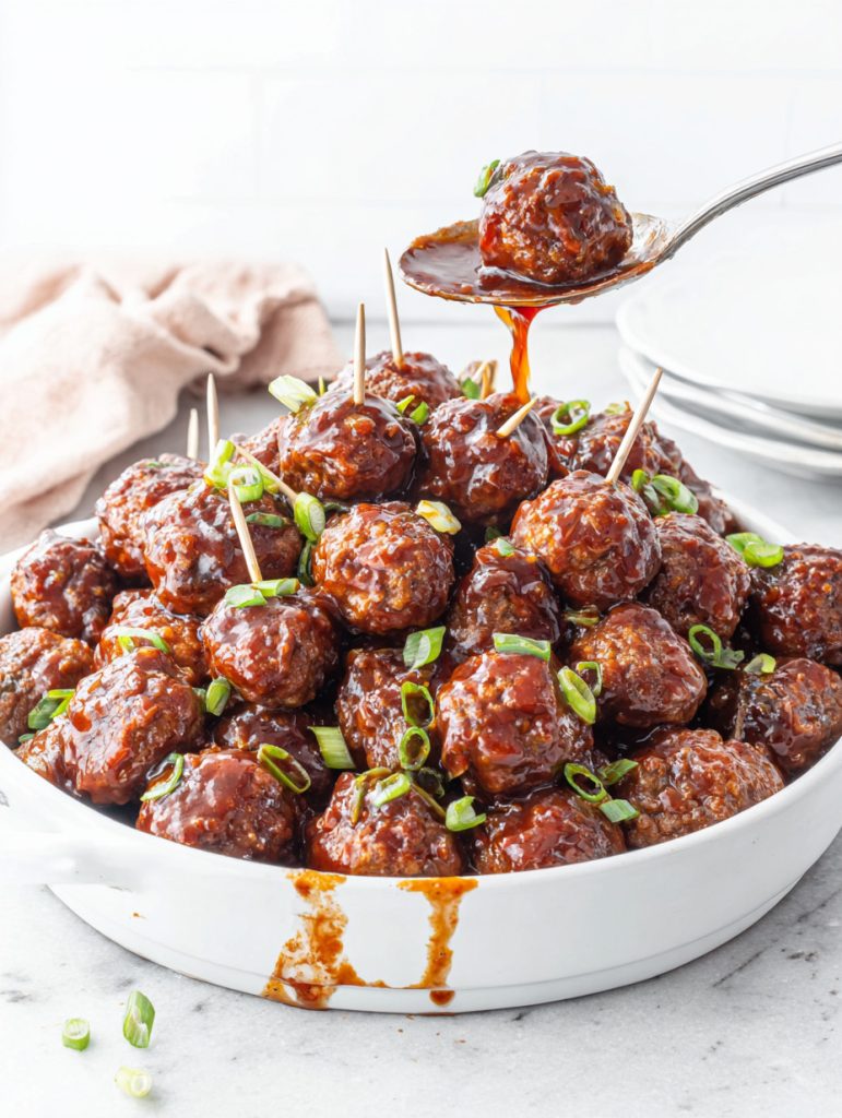 Sweet and Spicy Meatball Toothpicks
