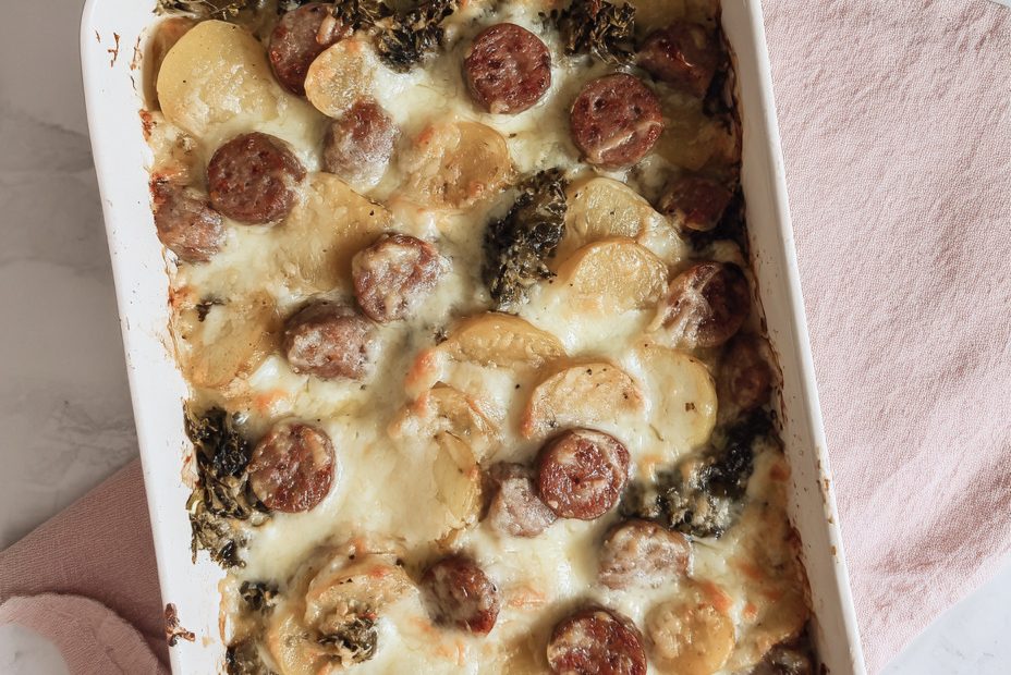 Cozy Sausage, Kale & Potato Bake