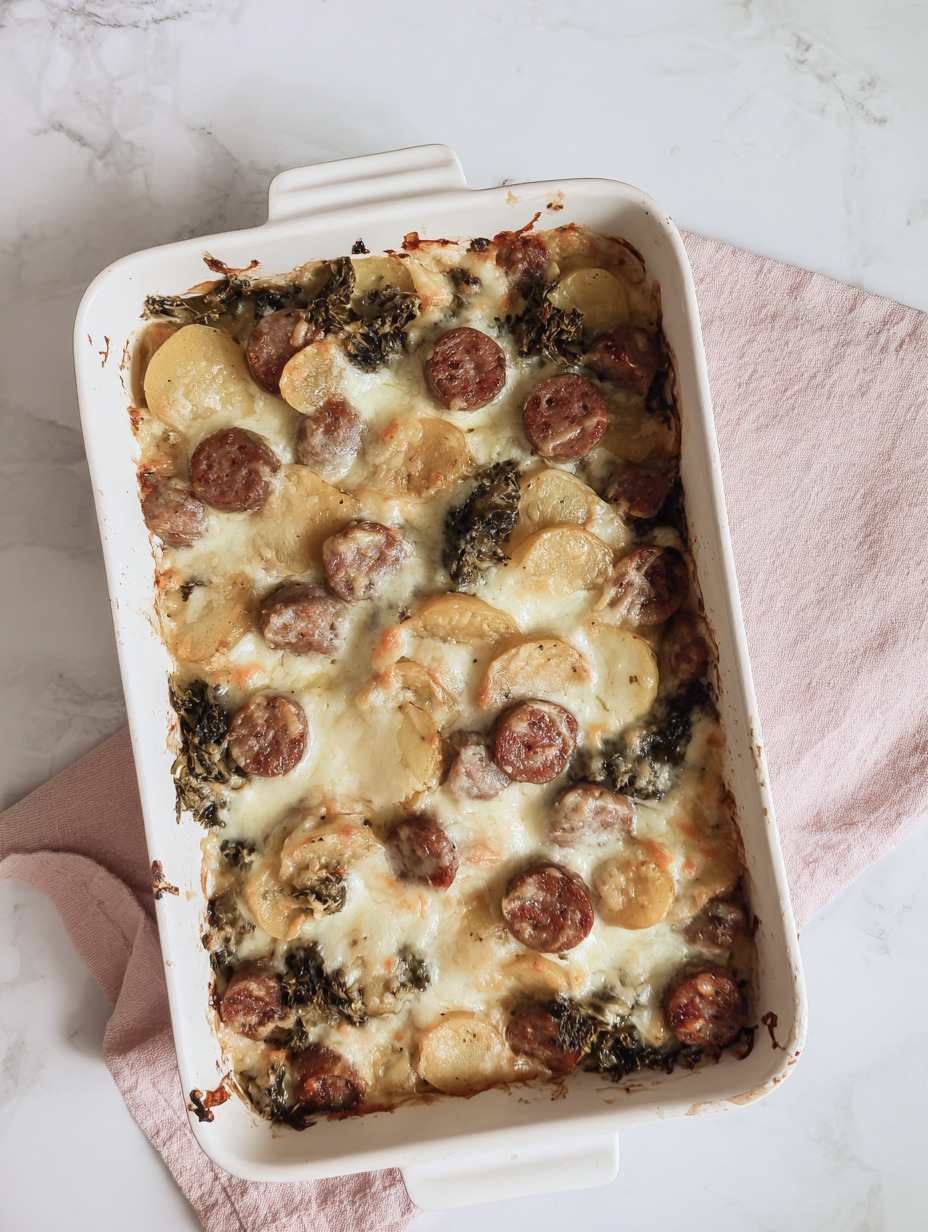 Cozy Sausage, Kale & Potato Bake