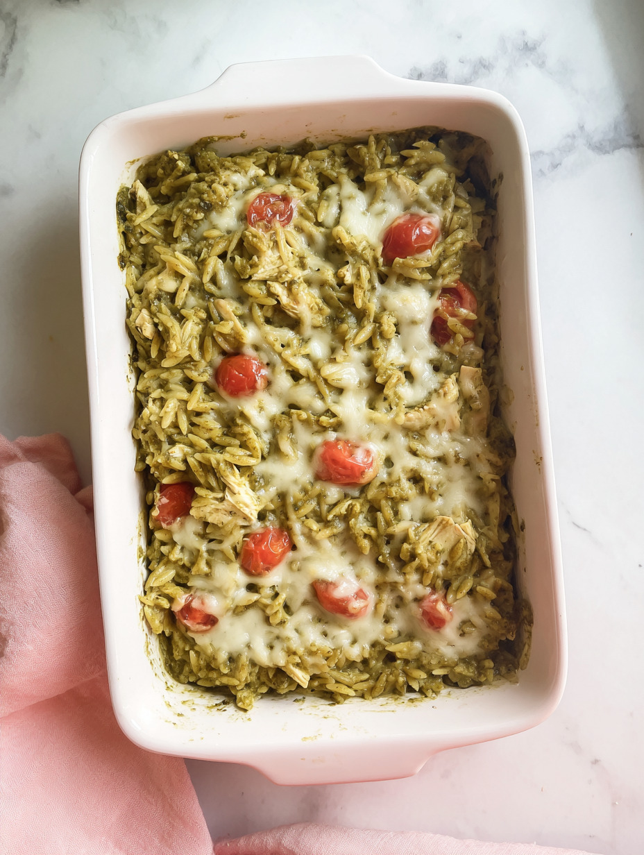 Creamy Pesto Chicken & Orzo Bake