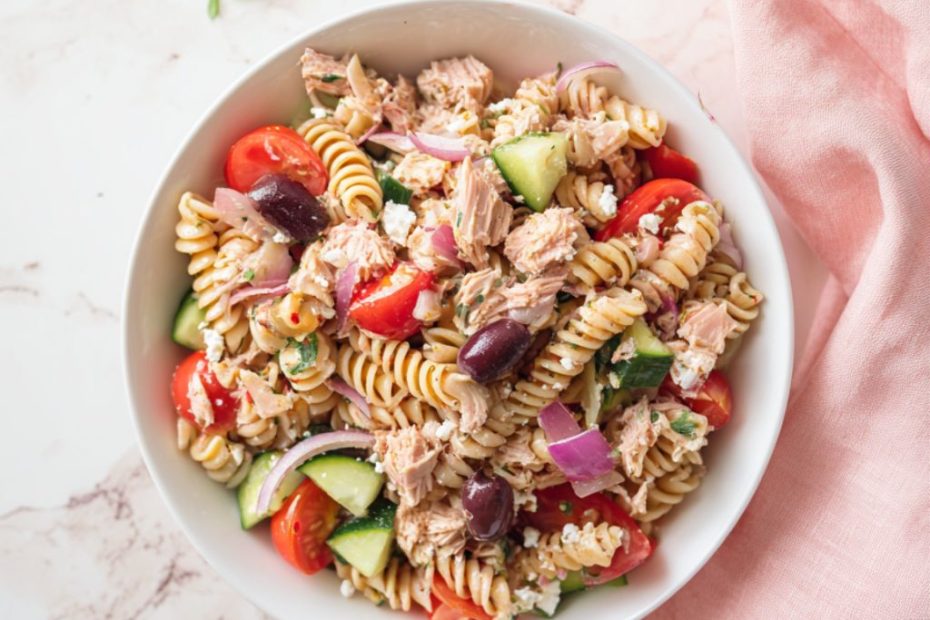 No-Cook Mediterranean Tuna Pasta Salad
