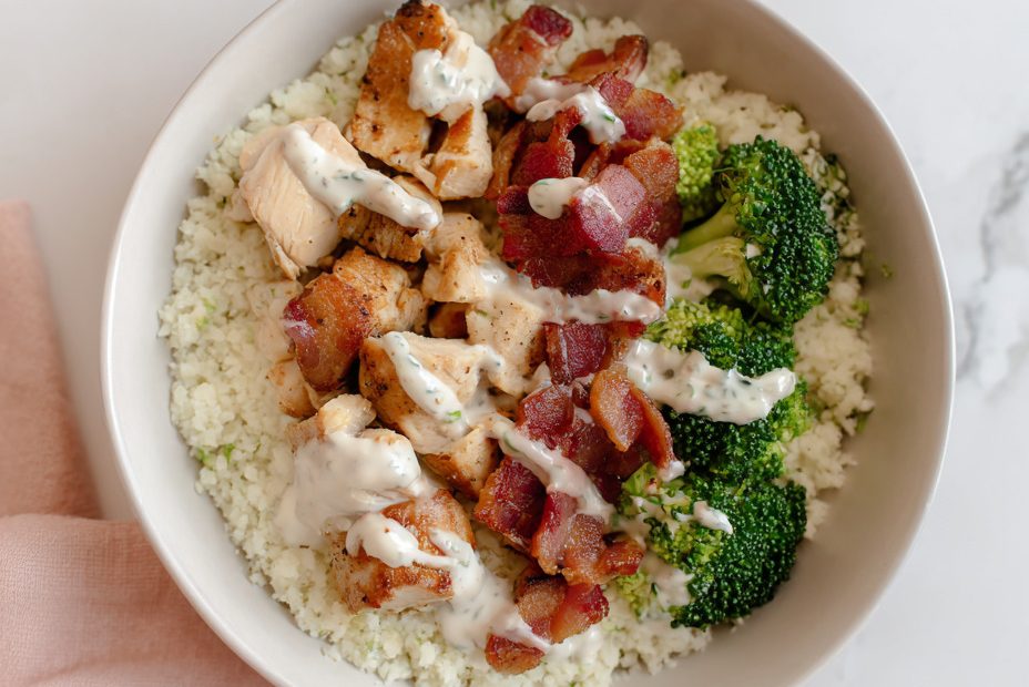 Chicken Bacon Ranch Cauliflower Rice Bowls