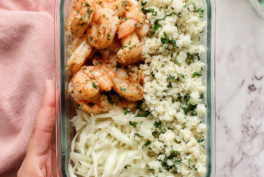 Garlic Lime Shrimp + Cilantro Cauliflower Rice + Jicama Slaw